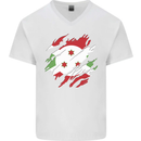 Torn Burundi Flag Burundians Day Football Mens V-Neck Cotton T-Shirt White