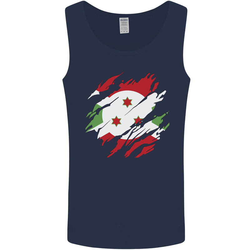 Torn Burundi Flag Burundians Day Football Mens Vest Tank Top Navy Blue