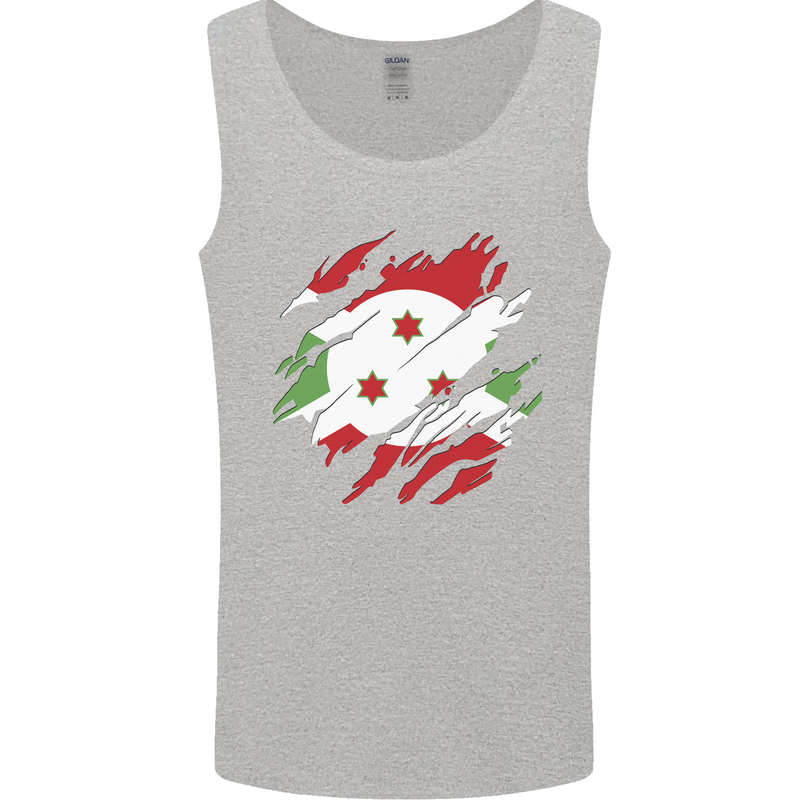 Torn Burundi Flag Burundians Day Football Mens Vest Tank Top Sports Grey