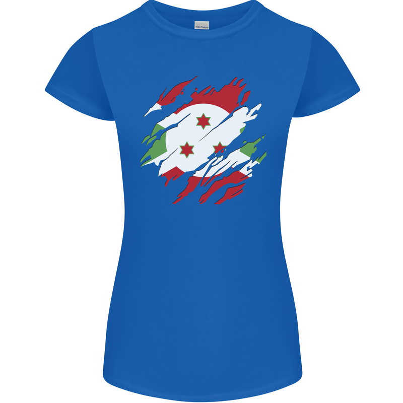 Torn Burundi Flag Burundians Day Football Womens Petite Cut T-Shirt Royal Blue