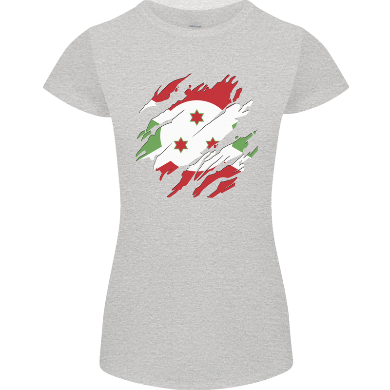 Torn Burundi Flag Burundians Day Football Womens Petite Cut T-Shirt Sports Grey