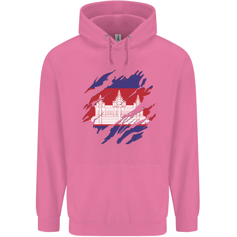 Torn Cambodia Flag Cambodian Day Football Childrens Kids Hoodie Azalea