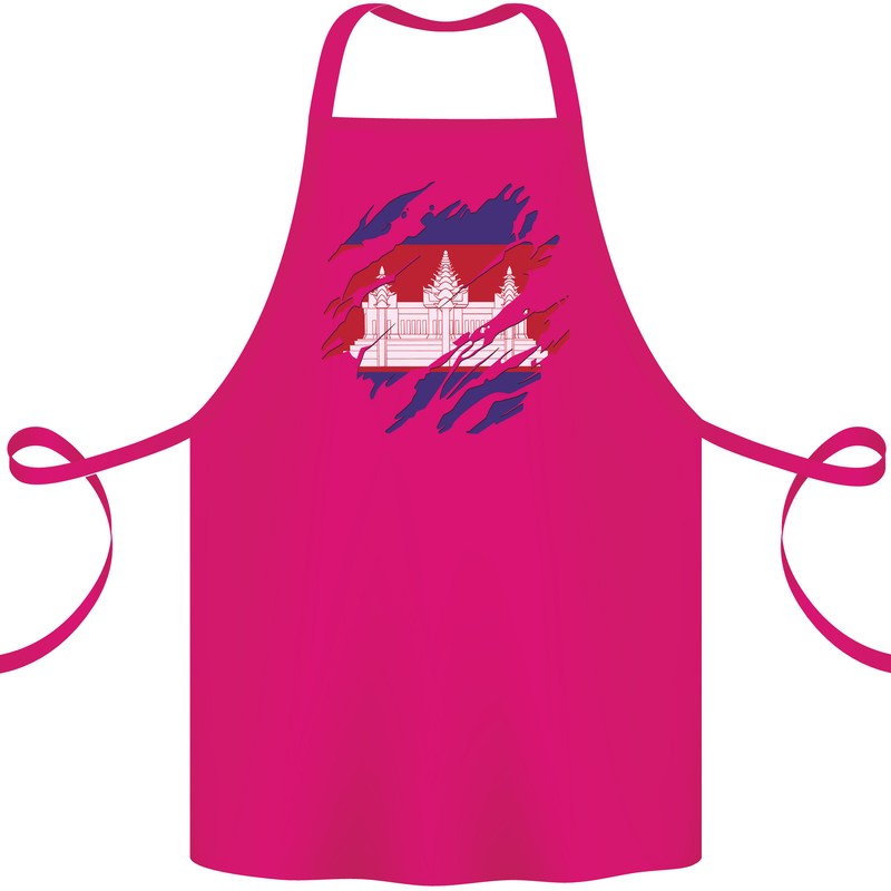 Torn Cambodia Flag Cambodian Day Football Cotton Apron 100% Organic Pink
