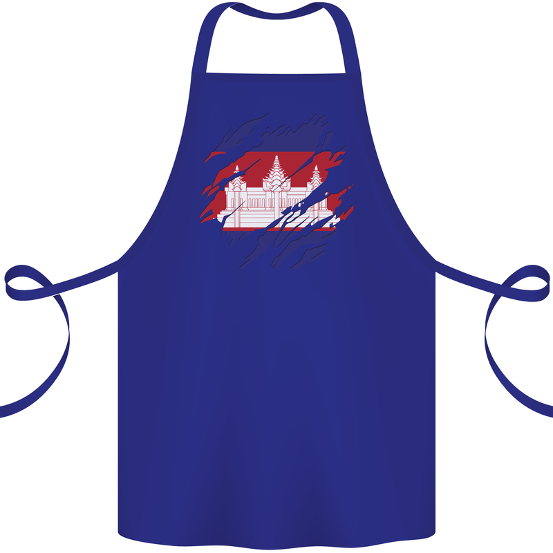 Torn Cambodia Flag Cambodian Day Football Cotton Apron 100% Organic Royal Blue