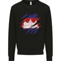 Torn Cambodia Flag Cambodian Day Football Kids Sweatshirt Jumper Black