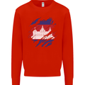 Torn Cambodia Flag Cambodian Day Football Kids Sweatshirt Jumper Bright Red