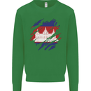 Torn Cambodia Flag Cambodian Day Football Kids Sweatshirt Jumper Irish Green