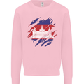 Torn Cambodia Flag Cambodian Day Football Kids Sweatshirt Jumper Light Pink