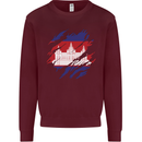 Torn Cambodia Flag Cambodian Day Football Kids Sweatshirt Jumper Maroon