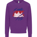 Torn Cambodia Flag Cambodian Day Football Kids Sweatshirt Jumper Purple