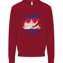 Torn Cambodia Flag Cambodian Day Football Kids Sweatshirt Jumper Red