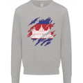 Torn Cambodia Flag Cambodian Day Football Kids Sweatshirt Jumper Sports Grey