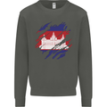 Torn Cambodia Flag Cambodian Day Football Kids Sweatshirt Jumper Storm Grey