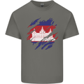 Torn Cambodia Flag Cambodian Day Football Kids T-Shirt Childrens Charcoal