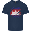 Torn Cambodia Flag Cambodian Day Football Kids T-Shirt Childrens Navy Blue