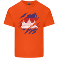 Torn Cambodia Flag Cambodian Day Football Kids T-Shirt Childrens Orange
