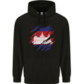 Torn Cambodia Flag Cambodian Day Football Mens 80% Cotton Hoodie Black