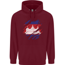 Torn Cambodia Flag Cambodian Day Football Mens 80% Cotton Hoodie Maroon