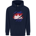 Torn Cambodia Flag Cambodian Day Football Mens 80% Cotton Hoodie Navy Blue
