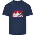 Torn Cambodia Flag Cambodian Day Football Mens Cotton T-Shirt Tee Top Navy Blue