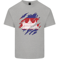 Torn Cambodia Flag Cambodian Day Football Mens Cotton T-Shirt Tee Top Sports Grey