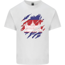 Torn Cambodia Flag Cambodian Day Football Mens Cotton T-Shirt Tee Top White