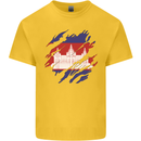 Torn Cambodia Flag Cambodian Day Football Mens Cotton T-Shirt Tee Top Yellow