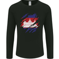 Torn Cambodia Flag Cambodian Day Football Mens Long Sleeve T-Shirt Black
