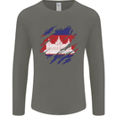 Torn Cambodia Flag Cambodian Day Football Mens Long Sleeve T-Shirt Charcoal