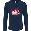 Torn Cambodia Flag Cambodian Day Football Mens Long Sleeve T-Shirt Navy Blue