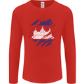 Torn Cambodia Flag Cambodian Day Football Mens Long Sleeve T-Shirt Red