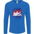 Torn Cambodia Flag Cambodian Day Football Mens Long Sleeve T-Shirt Royal Blue