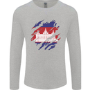 Torn Cambodia Flag Cambodian Day Football Mens Long Sleeve T-Shirt Sports Grey