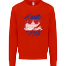 Torn Cambodia Flag Cambodian Day Football Mens Sweatshirt Jumper Bright Red
