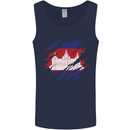 Torn Cambodia Flag Cambodian Day Football Mens Vest Tank Top Navy Blue