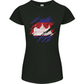 Torn Cambodia Flag Cambodian Day Football Womens Petite Cut T-Shirt Black