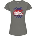 Torn Cambodia Flag Cambodian Day Football Womens Petite Cut T-Shirt Charcoal