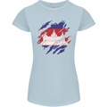 Torn Cambodia Flag Cambodian Day Football Womens Petite Cut T-Shirt Light Blue