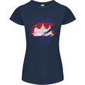 Torn Cambodia Flag Cambodian Day Football Womens Petite Cut T-Shirt Navy Blue