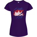 Torn Cambodia Flag Cambodian Day Football Womens Petite Cut T-Shirt Purple