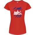 Torn Cambodia Flag Cambodian Day Football Womens Petite Cut T-Shirt Red
