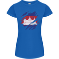 Torn Cambodia Flag Cambodian Day Football Womens Petite Cut T-Shirt Royal Blue