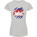 Torn Cambodia Flag Cambodian Day Football Womens Petite Cut T-Shirt Sports Grey