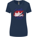 Torn Cambodia Flag Cambodian Day Football Womens Wider Cut T-Shirt Navy Blue