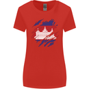 Torn Cambodia Flag Cambodian Day Football Womens Wider Cut T-Shirt Red