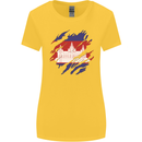 Torn Cambodia Flag Cambodian Day Football Womens Wider Cut T-Shirt Yellow