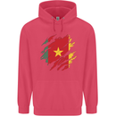 Torn Cameroon Flag Cameroonian Day Football Childrens Kids Hoodie Heliconia