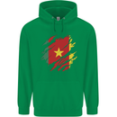 Torn Cameroon Flag Cameroonian Day Football Childrens Kids Hoodie Irish Green