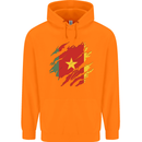Torn Cameroon Flag Cameroonian Day Football Childrens Kids Hoodie Orange