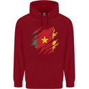 Torn Cameroon Flag Cameroonian Day Football Childrens Kids Hoodie Red